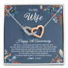 Interlocking Hearts Necklace Stainless Steel & Rose Gold Finish | 1 | Personalized To My Wife Necklace From Husband 8 Years Wedding Anniversary For Her 8th Anniversary For Her 8 Years Anniversary Customized Gift Box Message Card | siriusteestore
