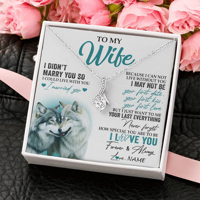 Alluring Beauty Necklace 14K White Gold Finish | 2 | Personalized To My Wife Necklace From Husband I Didn't Marry You So Wolf For Wife Wedding Anniversary Day Birthday Christmas Customized Gift Box Message Card | siriusteestore