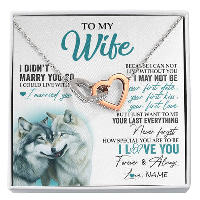 Interlocking Hearts Necklace Stainless Steel & Rose Gold Finish | 1 | Personalized To My Wife Necklace From Husband I Didn't Marry You So Wolf For Wife Wedding Anniversary Day Birthday Christmas Customized Gift Box Message Card | siriusteestore
