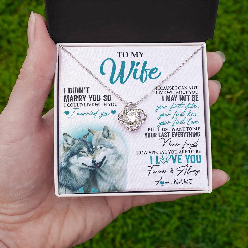 Love Knot Necklace 14K White Gold Finish | 2 | Personalized To My Wife Necklace From Husband I Didn't Marry You So Wolf For Wife Wedding Anniversary Day Birthday Christmas Customized Gift Box Message Card | siriusteestore