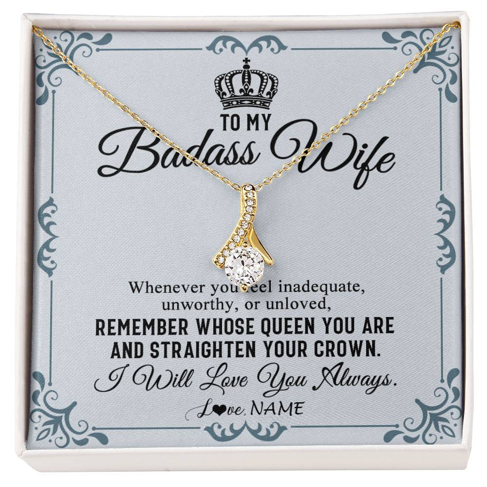Alluring Beauty Necklace 18K Yellow Gold Finish | 1 | Personalized To My Wife Necklace From Husband I Will Love You Always Wife Birthday Anniversary Valentines Day Christmas Customized Gift Box Message Card | siriusteestore