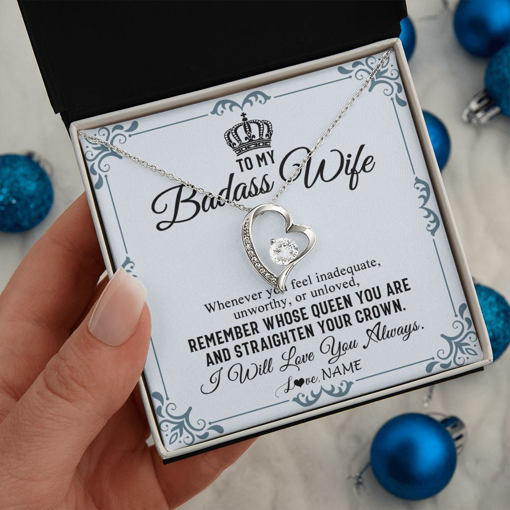 Forever Love Necklace | Personalized To My Wife Necklace From Husband I Will Love You Always Wife Birthday Anniversary Valentines Day Christmas Customized Gift Box Message Card | siriusteestore