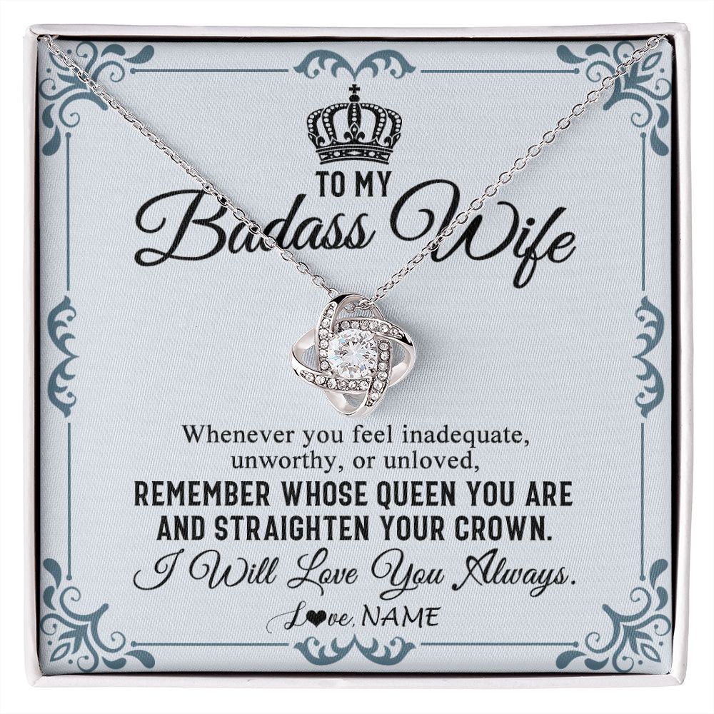 Love Knot Necklace | Personalized To My Wife Necklace From Husband I Will Love You Always Wife Birthday Anniversary Valentines Day Christmas Customized Gift Box Message Card | siriusteestore