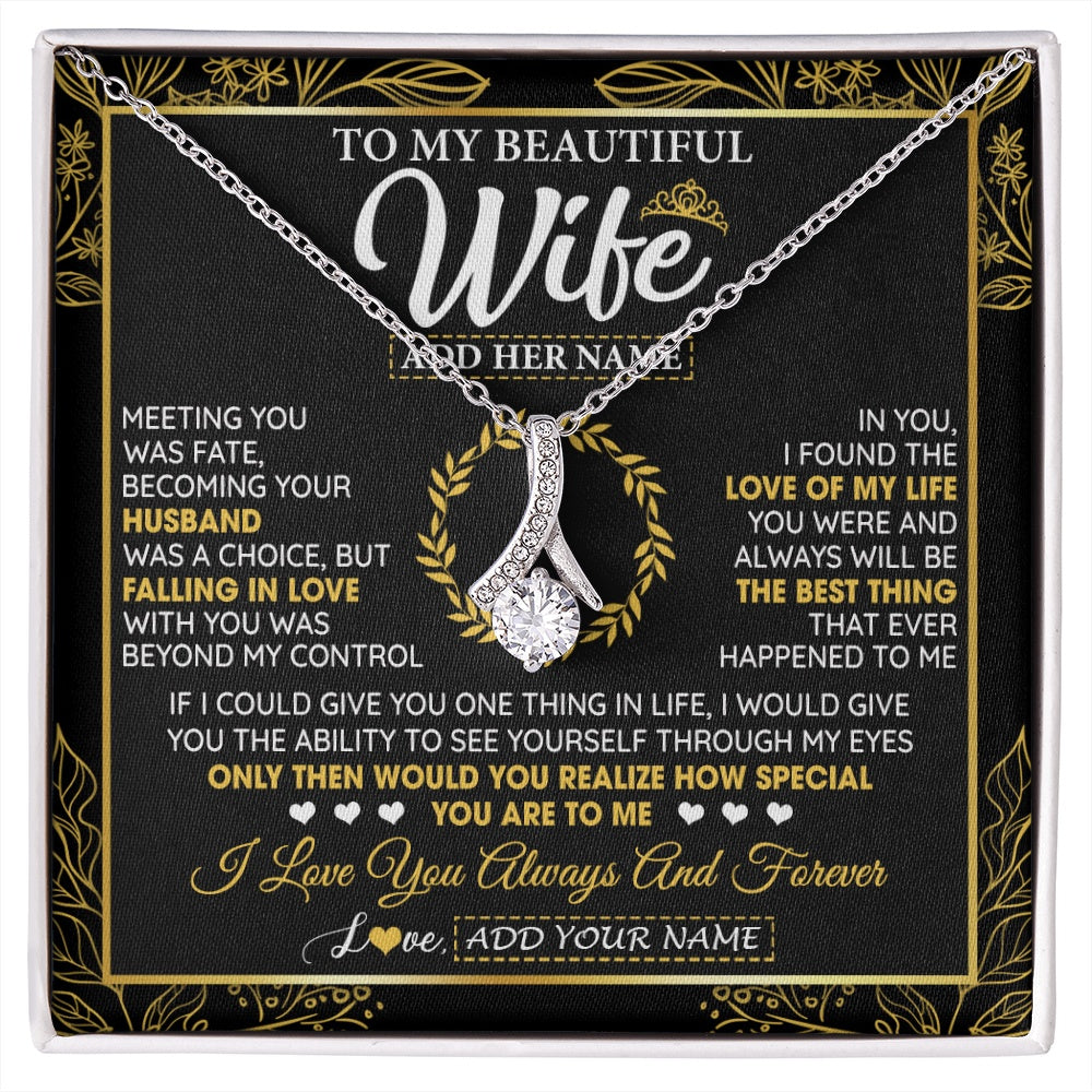 Alluring Beauty Necklace 14K White Gold Finish | 1 | Personalized To My Wife Necklace From Husband Metting You Wife Birthday Gifts Soulmate Valentines Gifts For Wife Christmas Mothers Day Gift Box Message Card | siriusteestore.myshopify