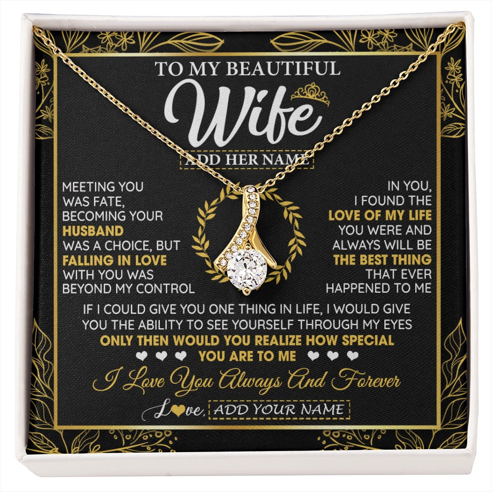 Alluring Beauty Necklace 18K Yellow Gold Finish | 1 | Personalized To My Wife Necklace From Husband Metting You Wife Birthday Gifts Soulmate Valentines Gifts For Wife Christmas Mothers Day Gift Box Message Card | siriusteestore.myshopify