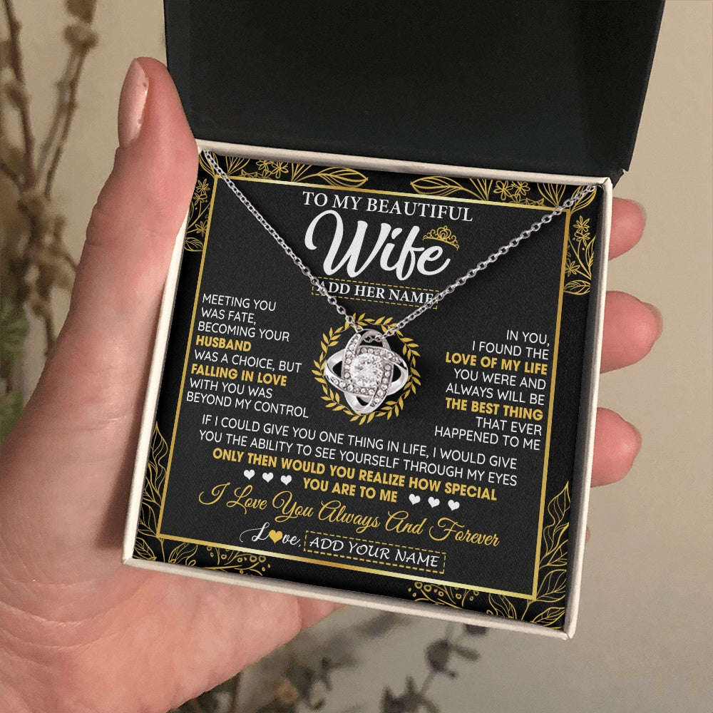 Love Knot Necklace 14K White Gold Finish | 2 | Personalized To My Wife Necklace From Husband Metting You Wife Birthday Gifts Soulmate Valentines Gifts For Wife Christmas Mothers Day Gift Box Message Card | siriusteestore.myshopify