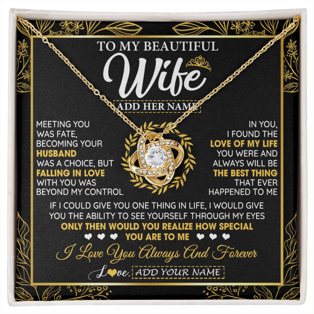 Love Knot Necklace 18K Yellow Gold Finish | 1 | Personalized To My Wife Necklace From Husband Metting You Wife Birthday Gifts Soulmate Valentines Gifts For Wife Christmas Mothers Day Gift Box Message Card | siriusteestore.myshopify