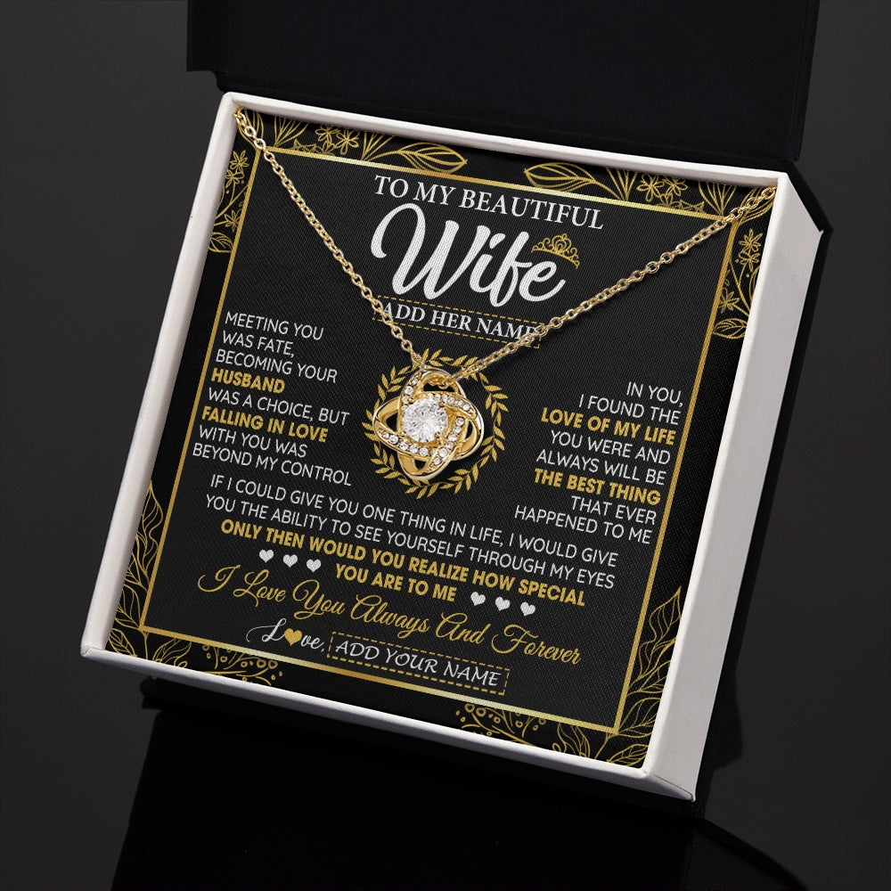 Love Knot Necklace 18K Yellow Gold Finish | 2 | Personalized To My Wife Necklace From Husband Metting You Wife Birthday Gifts Soulmate Valentines Gifts For Wife Christmas Mothers Day Gift Box Message Card | siriusteestore.myshopify