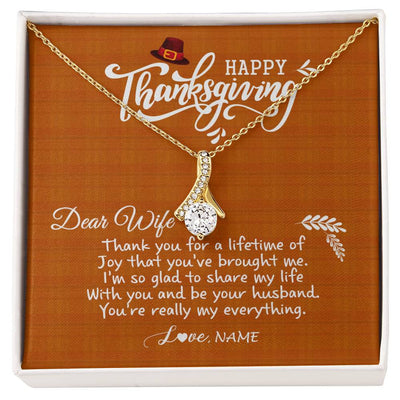 Alluring Beauty Necklace 18K Yellow Gold Finish | 1 | Personalized To My Wife Necklace From Husband Thank You Fo A Lifetime Thanksgiving Day For Herr Pendant Jewelry Customized Gift Box Message Card | siriusteestore