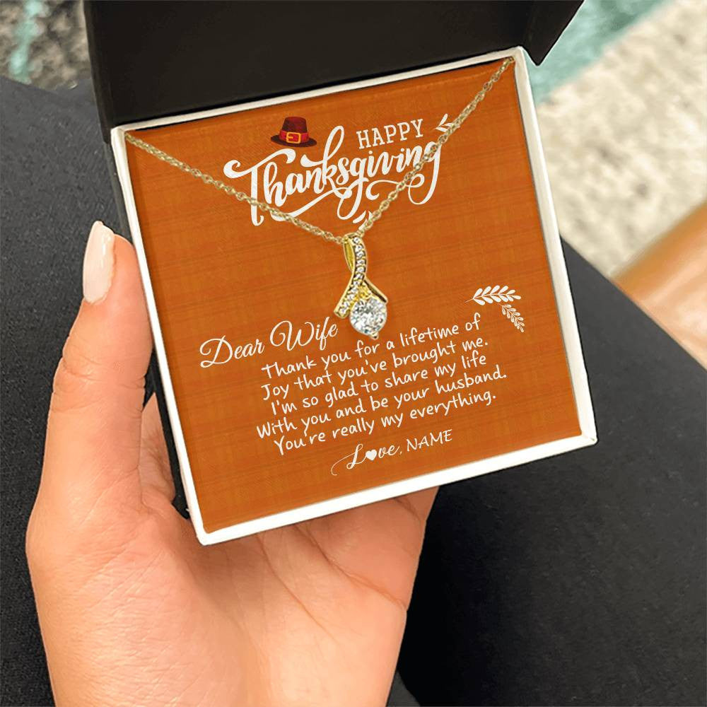 Alluring Beauty Necklace 18K Yellow Gold Finish | 2 | Personalized To My Wife Necklace From Husband Thank You Fo A Lifetime Thanksgiving Day For Herr Pendant Jewelry Customized Gift Box Message Card | siriusteestore