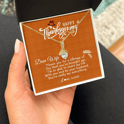Alluring Beauty Necklace 18K Yellow Gold Finish | 2 | Personalized To My Wife Necklace From Husband Thank You Fo A Lifetime Thanksgiving Day For Herr Pendant Jewelry Customized Gift Box Message Card | siriusteestore