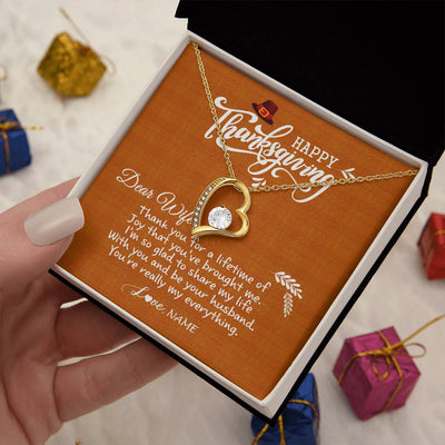 Forever Love Necklace 18K Yellow Gold Finish | 2 | Personalized To My Wife Necklace From Husband Thank You Fo A Lifetime Thanksgiving Day For Herr Pendant Jewelry Customized Gift Box Message Card | siriusteestore