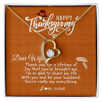 Forever Love Necklace 18K Yellow Gold Finish | 1 | Personalized To My Wife Necklace From Husband Thank You Fo A Lifetime Thanksgiving Day For Herr Pendant Jewelry Customized Gift Box Message Card | siriusteestore