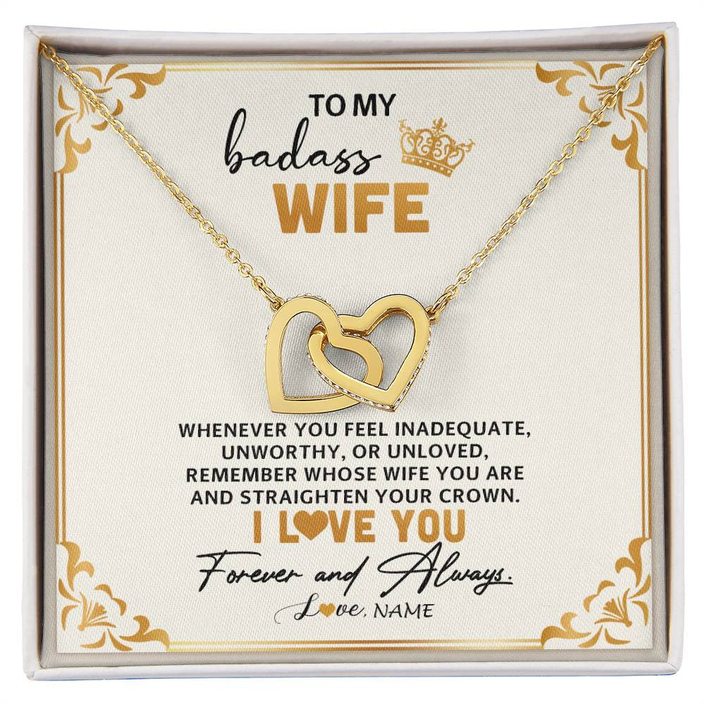 Interlocking Hearts Necklace 18K Yellow Gold Finish | 1 | Personalized To My Wife Necklace From Husband Whenever You Feel for Her Birthday Anniversary Valentines Day Christmas Pendant Customized Gift Box Message Card | siriusteestore