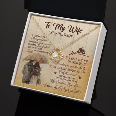 Love Knot Necklace 18K Yellow Gold Finish | 2 | Personalized To My Wife Necklace From Husband You Are Braver Wife Birthday Gifts Anniversary Romantic Valentines Christmas Custom Gift Box Message Card | https://siriusteestore.