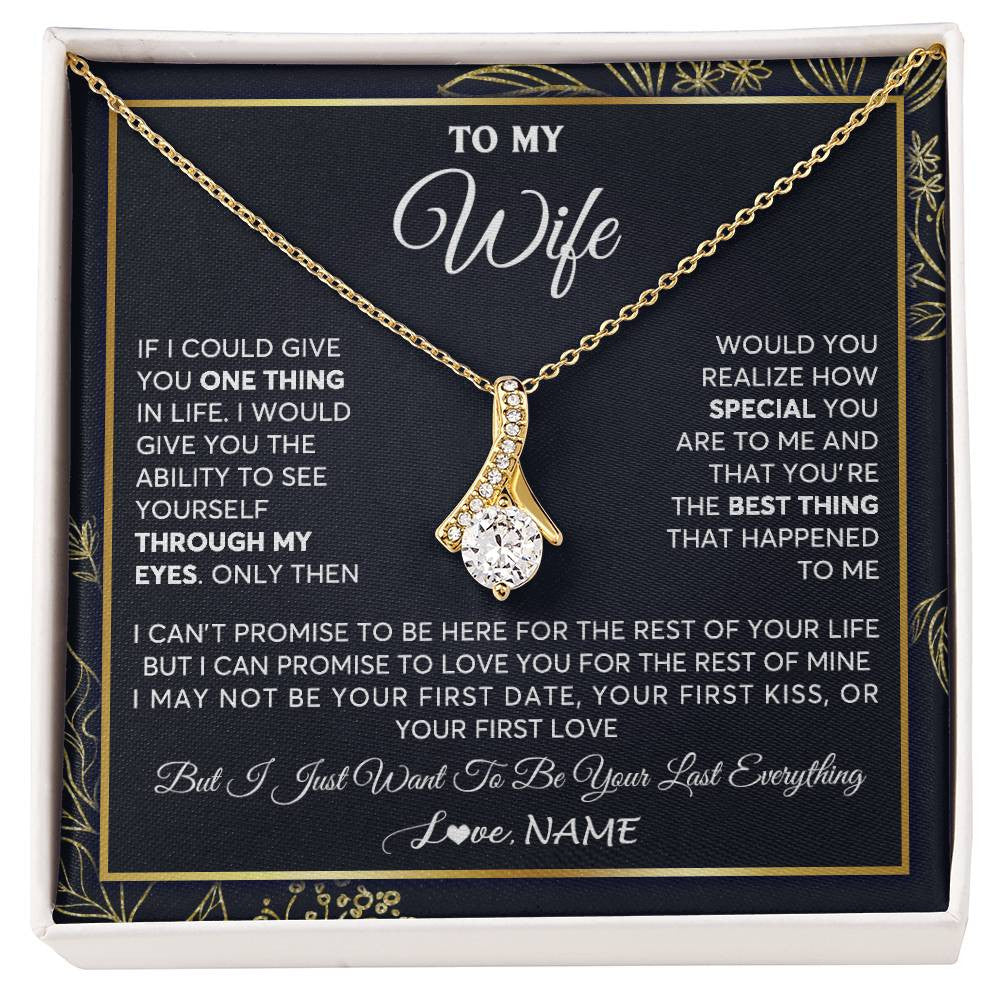 Alluring Beauty Necklace 18K Yellow Gold Finish | 1 | Personalized To My Wife Necklace From Husband You Are The Best Thing Wife Birthday Idea Anniversary Wedding Valentines Day Customized Gift Box Message Card | siriusteestore
