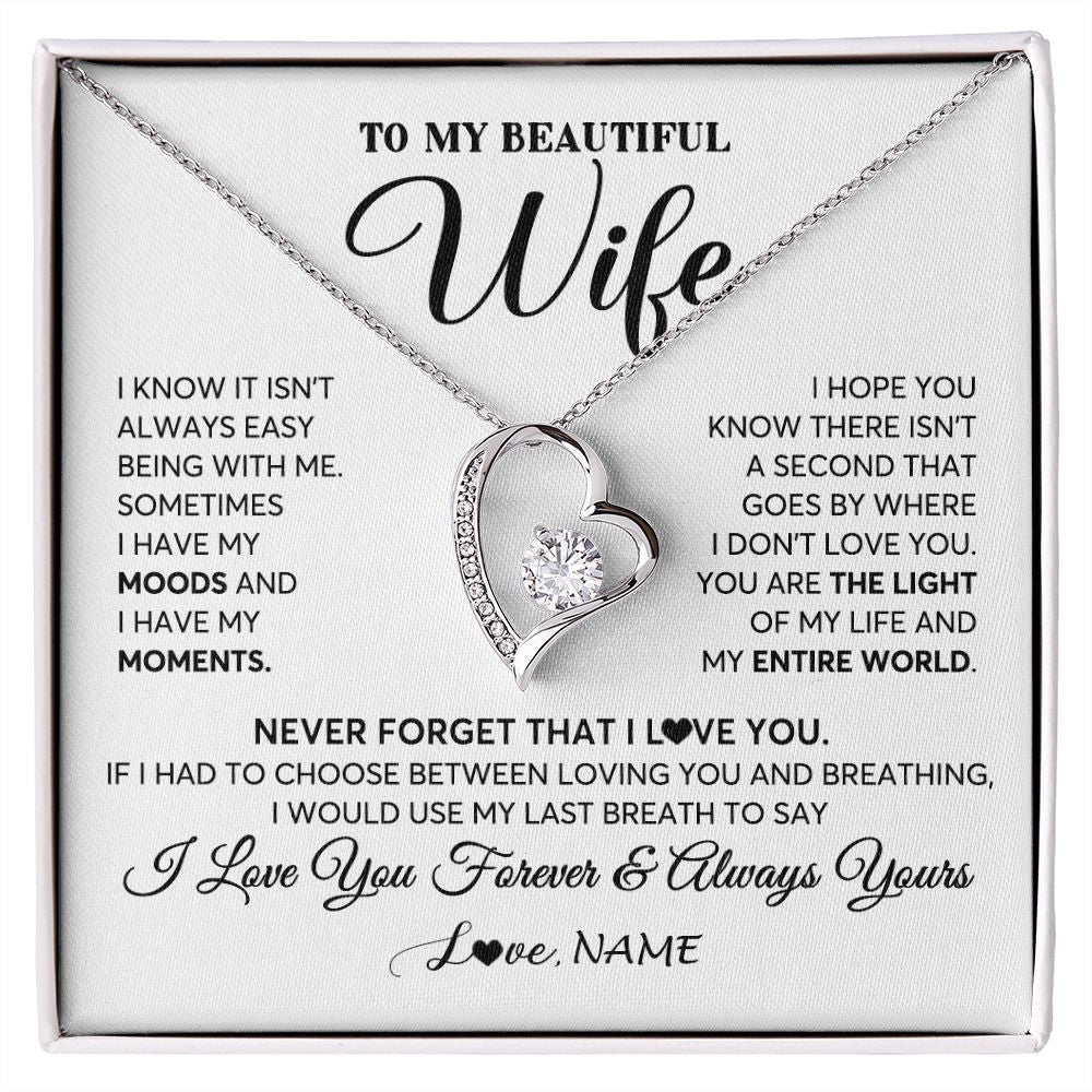Forever Love Necklace | Personalized To My Wife Necklace From Husband You Are The Light Of My Life Wife Birthday Anniversary Wedding Valentines Day Customized Gift Box Message Card | siriusteestore