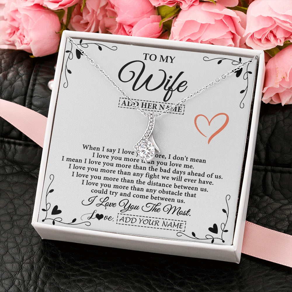 Alluring Beauty Necklace 14K White Gold Finish | 2 | Personalized To My Wife Necklace Gift For Her From Husband I Love You More Than Anything Pendant Love Wife Birthday Gifts Christmas Gift Box Message Card | https://siriusteestore.