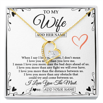 Forever Love Necklace 18K Yellow Gold Finish | 1 | Personalized To My Wife Necklace Gift For Her From Husband I Love You More Than Anything Pendant Love Wife Birthday Gifts Christmas Gift Box Message Card | https://siriusteestore.