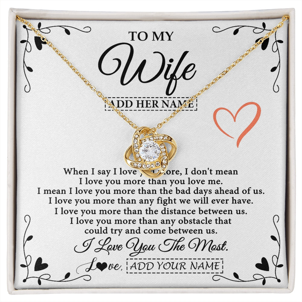Love Knot Necklace 18K Yellow Gold Finish | 1 | Personalized To My Wife Necklace Gift For Her From Husband I Love You More Than Anything Pendant Love Wife Birthday Gifts Christmas Gift Box Message Card | https://siriusteestore.