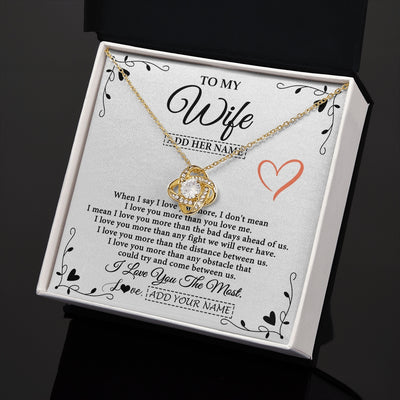Love Knot Necklace 18K Yellow Gold Finish | 2 | Personalized To My Wife Necklace Gift For Her From Husband I Love You More Than Anything Pendant Love Wife Birthday Gifts Christmas Gift Box Message Card | https://siriusteestore.