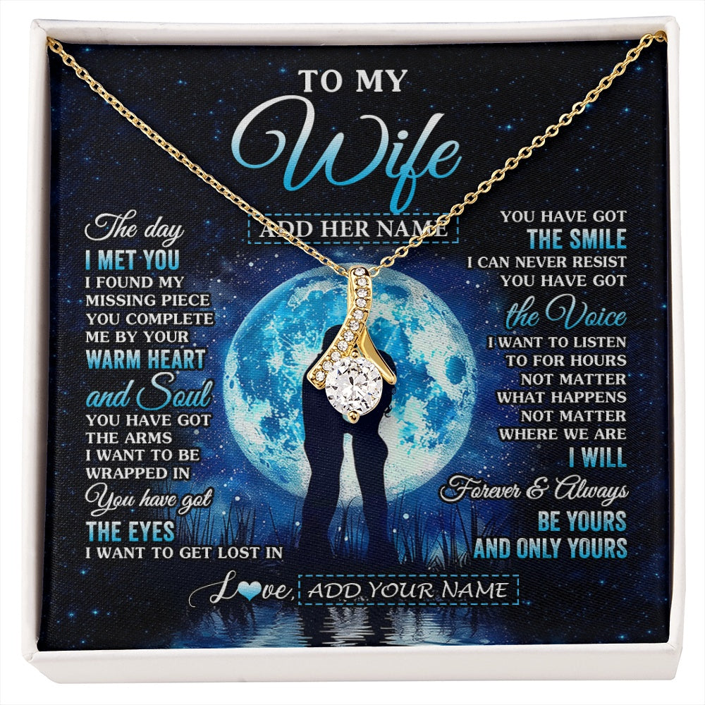 Alluring Beauty Necklace 18K Yellow Gold Finish | 1 | Personalized To My Wife Necklace The Day I Met You Husband Birthday Anniversary Romantic Valentines Day Gifts For Her Christmas Gift Box Message Card | siriusteestore.myshopify
