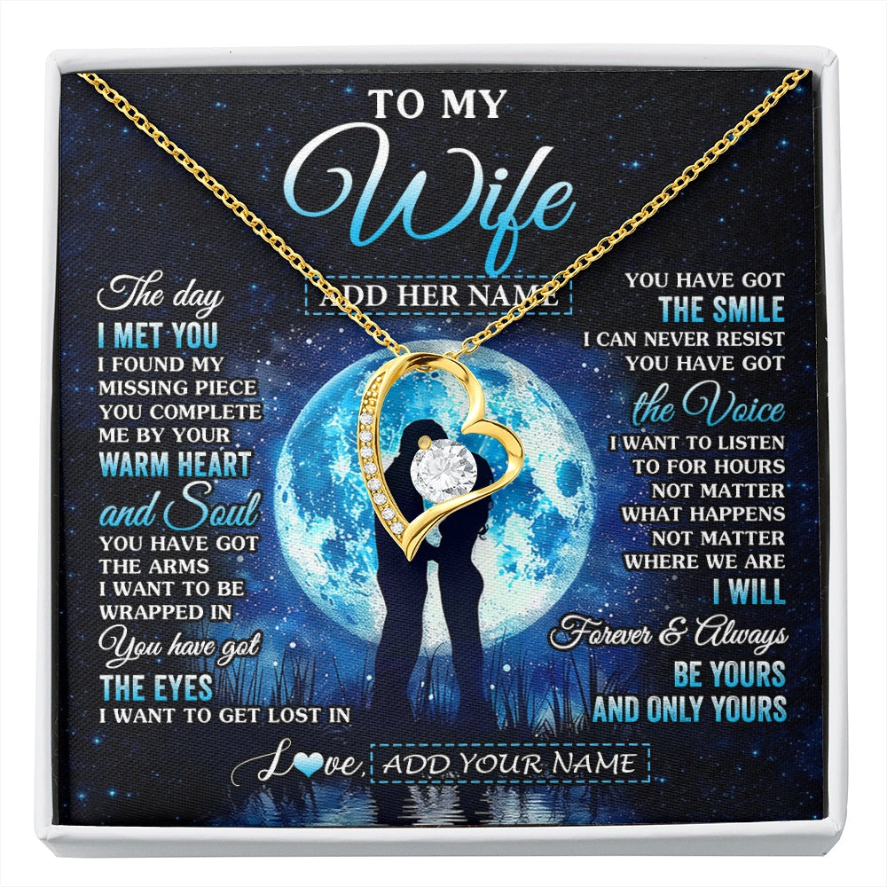 Forever Love Necklace 18K Yellow Gold Finish | 1 | Personalized To My Wife Necklace The Day I Met You Husband Birthday Anniversary Romantic Valentines Day Gifts For Her Christmas Gift Box Message Card | siriusteestore.myshopify