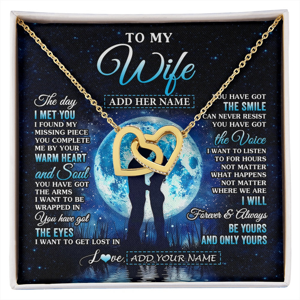Interlocking Hearts Necklace 18K Yellow Gold Finish | 1 | Personalized To My Wife Necklace The Day I Met You Husband Birthday Anniversary Romantic Valentines Day Gifts For Her Christmas Gift Box Message Card | siriusteestore.myshopify