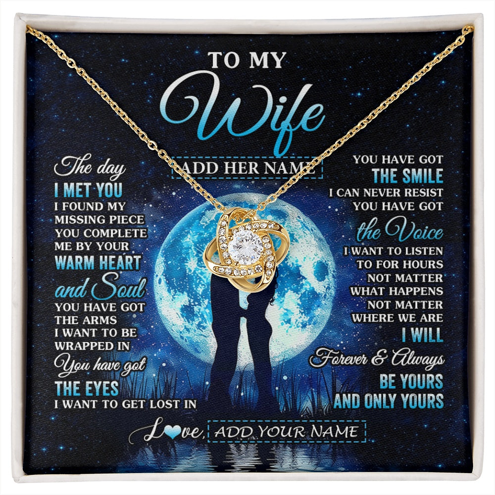 Love Knot Necklace 18K Yellow Gold Finish | 1 | Personalized To My Wife Necklace The Day I Met You Husband Birthday Anniversary Romantic Valentines Day Gifts For Her Christmas Gift Box Message Card | siriusteestore.myshopify