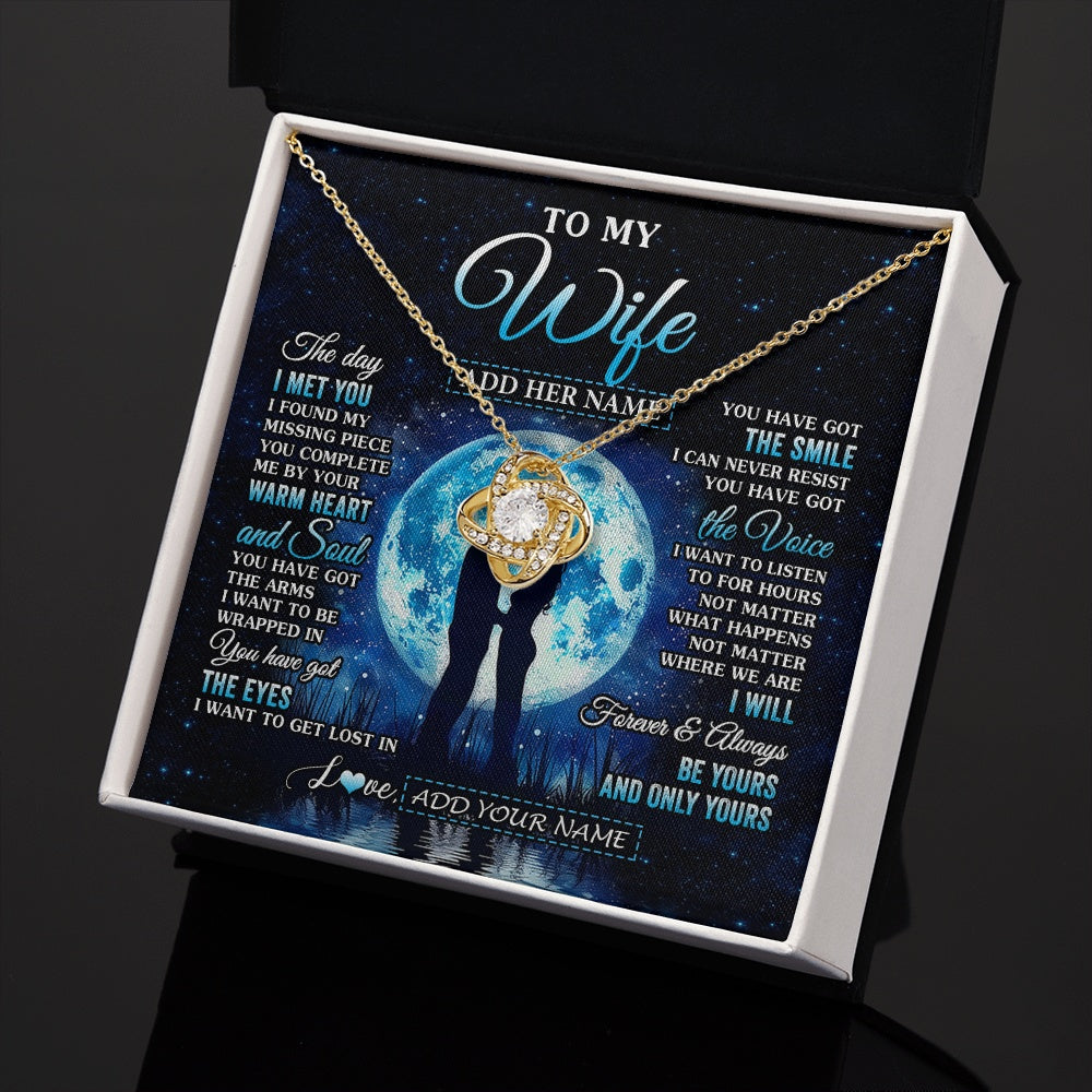 Love Knot Necklace 18K Yellow Gold Finish | 2 | Personalized To My Wife Necklace The Day I Met You Husband Birthday Anniversary Romantic Valentines Day Gifts For Her Christmas Gift Box Message Card | siriusteestore.myshopify