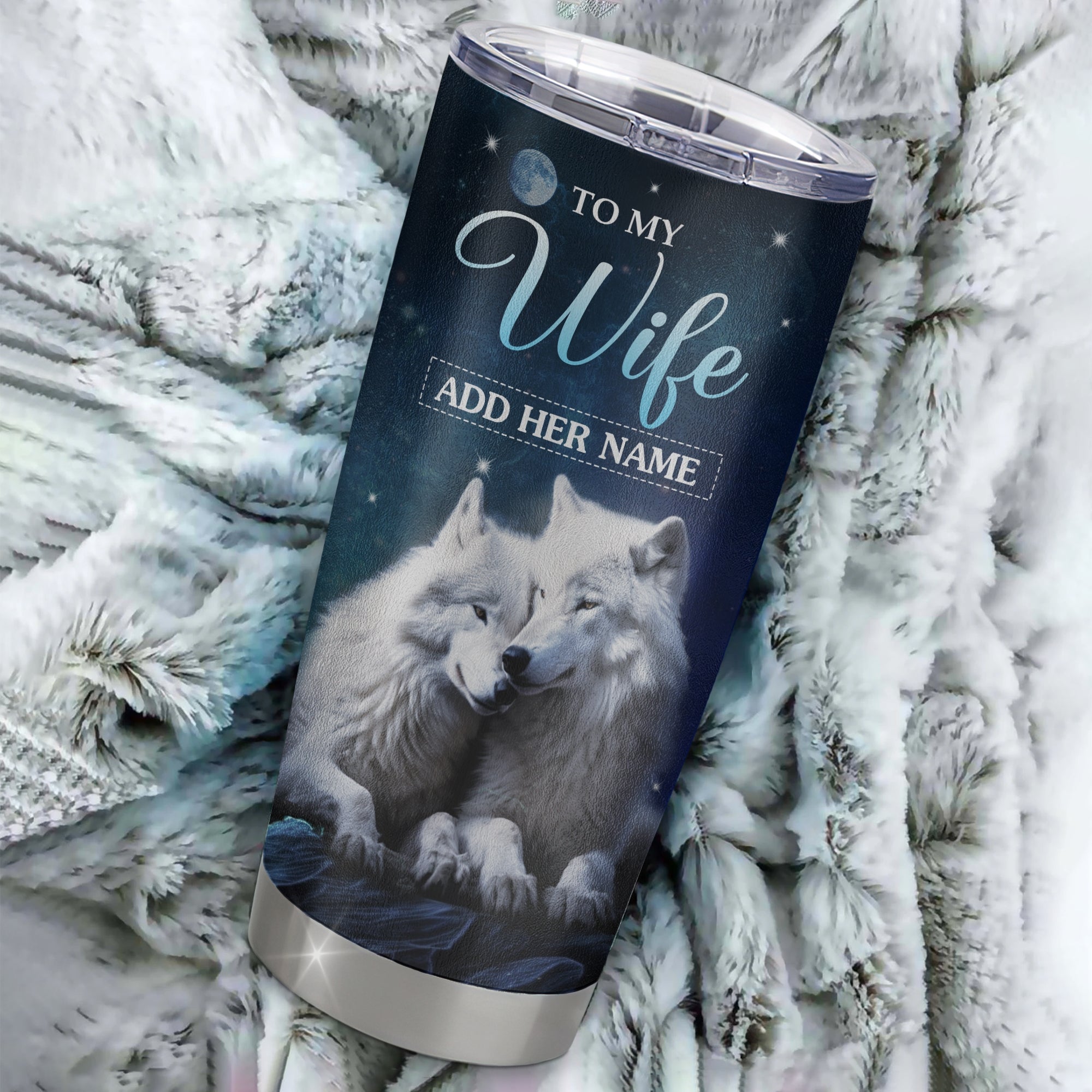 Personalized To My Wife Tumbler From Husband I Want You Wolf Wife Birthday Gifts For Her Anniversary Romantic Valentines Christmas Custom Stainless Steel Travel Mug | siriusteestore