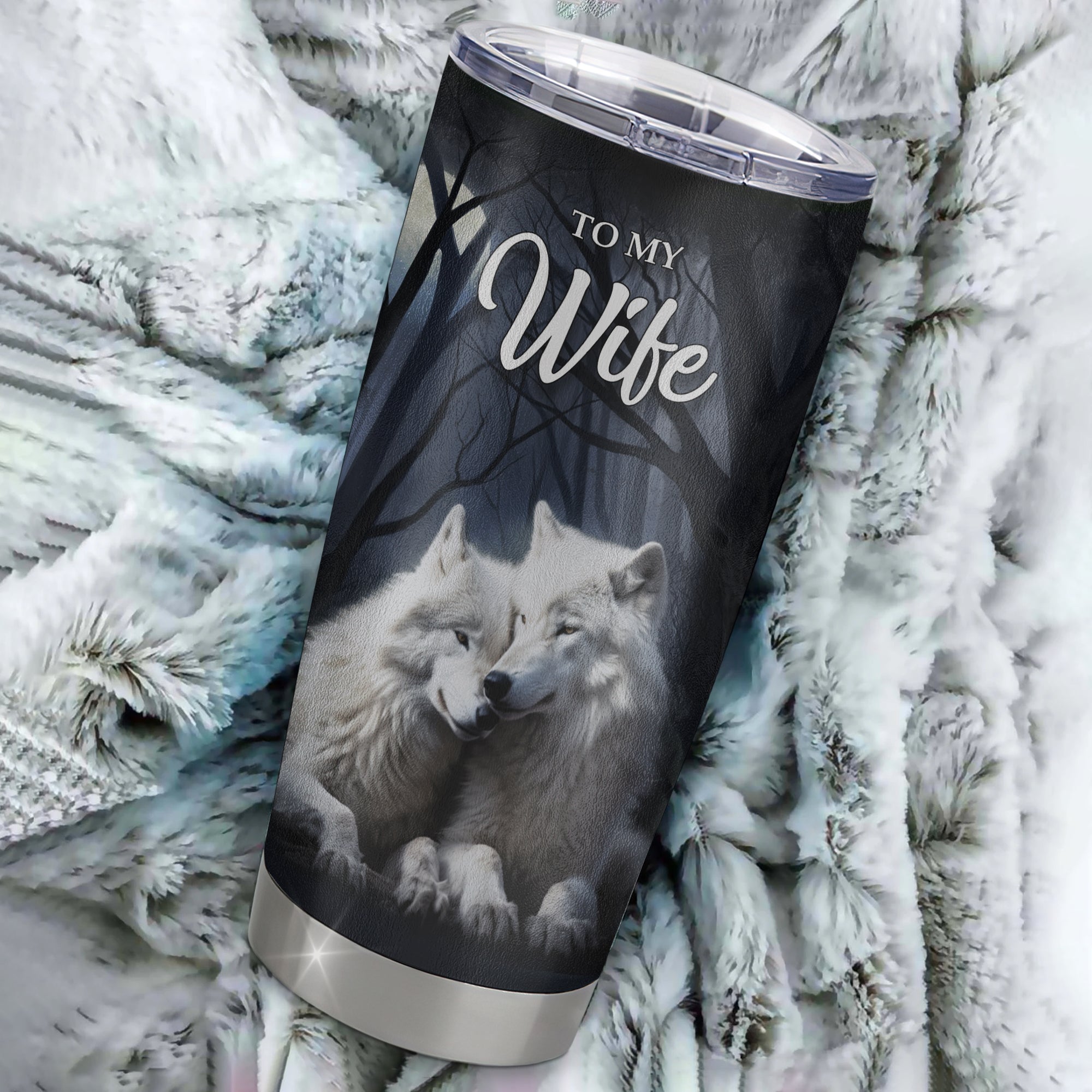 Personalized To My Wife Tumbler From Husband Stainless Steel Cup Wolf Never Forget That I Love You Wife Wedding Anniversary Day Birthday Christmas Travel Mug | siriusteestore