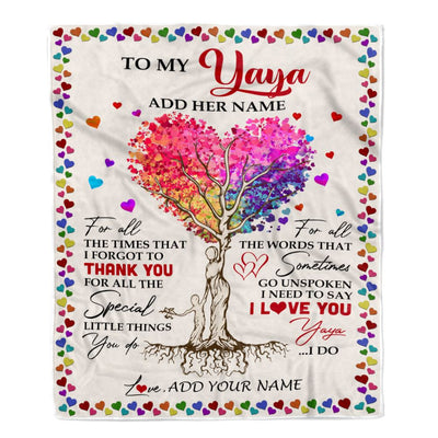 Personalized To My Yaya Blanket From Kids Colorful Tree Thank You For All Yaya Birthday Gifts Mothers Day Christmas Thanksgiving Customized Fleece Throw Blanket | siriusteestore