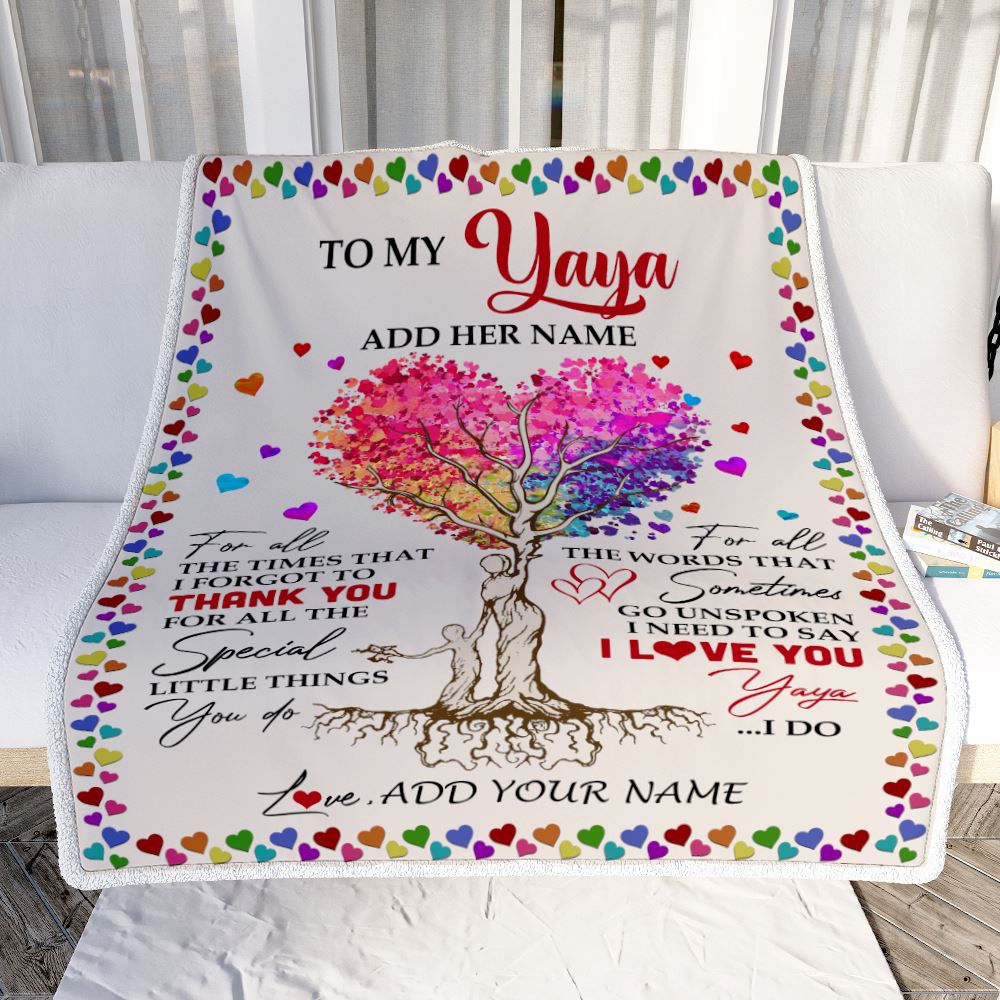 Personalized To My Yaya Blanket From Kids Colorful Tree Thank You For All Yaya Birthday Gifts Mothers Day Christmas Thanksgiving Customized Fleece Throw Blanket | siriusteestore