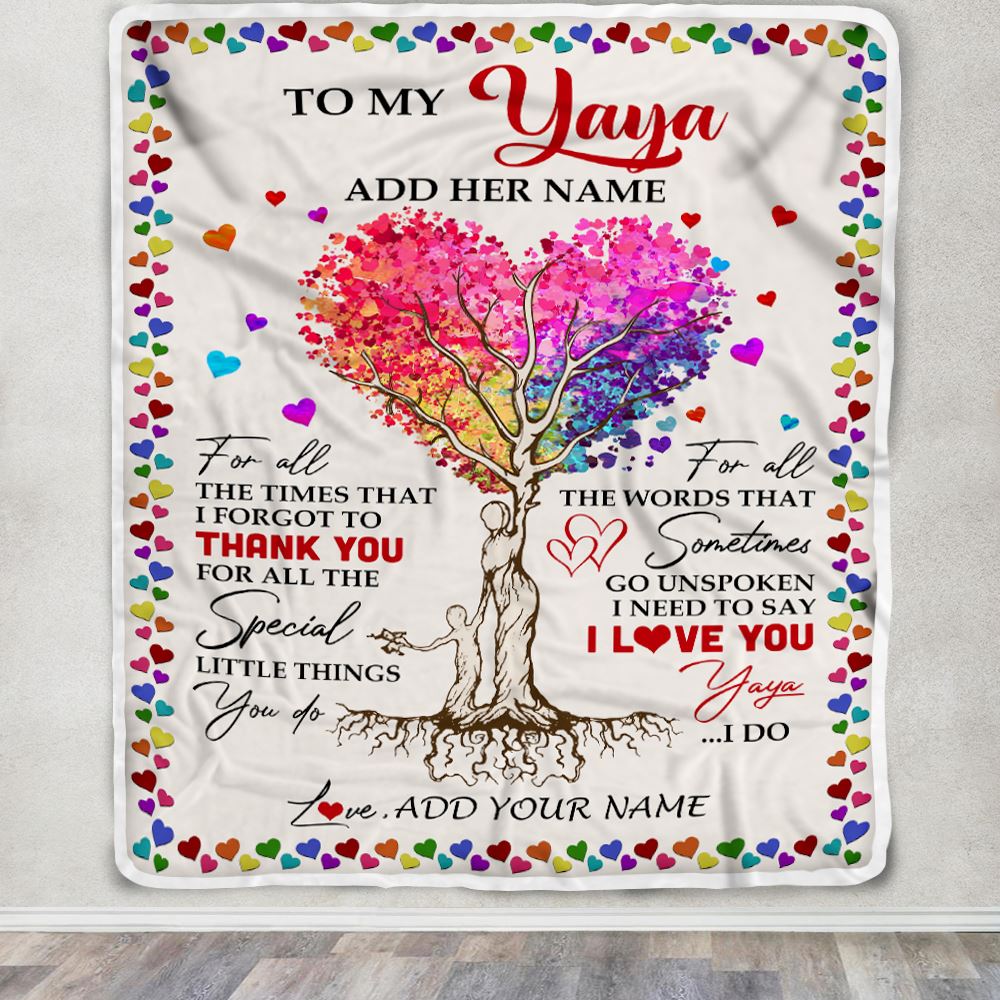 Personalized To My Yaya Blanket From Kids Colorful Tree Thank You For All Yaya Birthday Gifts Mothers Day Christmas Thanksgiving Customized Fleece Throw Blanket | siriusteestore