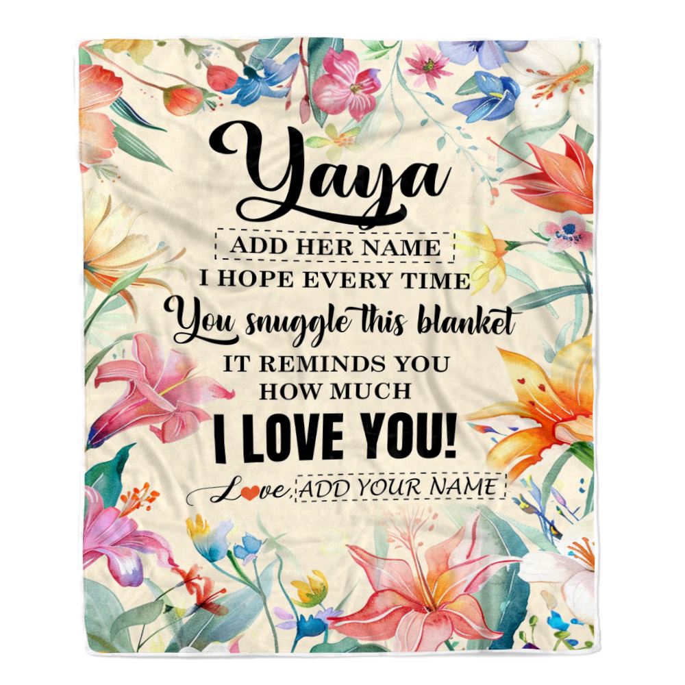 Personalized To My Yaya Blanket From Kids Floral I Love You Great Yaya Birthday Gifts Mothers Day Christmas Thanksgiving Customized Fleece Throw Blanket | siriusteestore