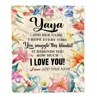 Personalized To My Yaya Blanket From Kids Floral I Love You Great Yaya Birthday Gifts Mothers Day Christmas Thanksgiving Customized Fleece Throw Blanket | siriusteestore