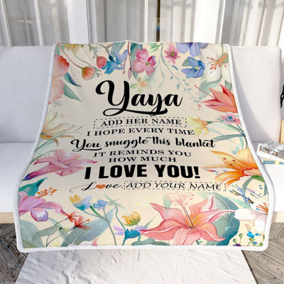 Personalized To My Yaya Blanket From Kids Floral I Love You Great Yaya Birthday Gifts Mothers Day Christmas Thanksgiving Customized Fleece Throw Blanket | siriusteestore