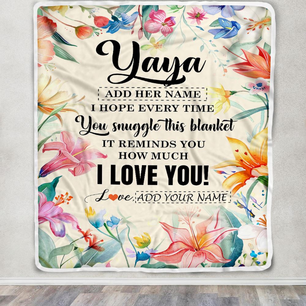 Personalized To My Yaya Blanket From Kids Floral I Love You Great Yaya Birthday Gifts Mothers Day Christmas Thanksgiving Customized Fleece Throw Blanket | siriusteestore