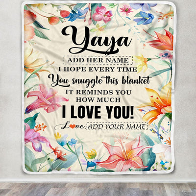 Personalized To My Yaya Blanket From Kids Floral I Love You Great Yaya Birthday Gifts Mothers Day Christmas Thanksgiving Customized Fleece Throw Blanket | siriusteestore