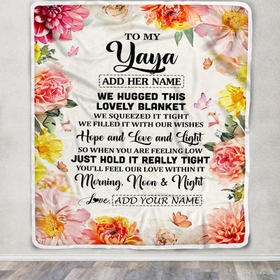 Personalized To My Yaya Blanket From Kids Floral We Hugged This Lovely Yaya Birthday Gifts Mothers Day Christmas Thanksgiving Customized Fleece Throw Blanket | siriusteestore