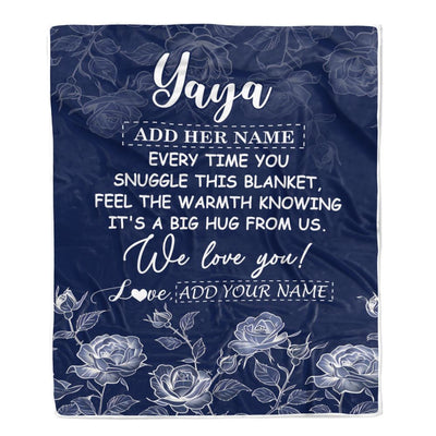 Personalized To My Yaya Gifts Blanket From Kids Grandkids Blue Flower Love You Birthday Gifts For Yaya Mothers Day Christmas Yaya Fleece Throw Blanket | siriusteestore