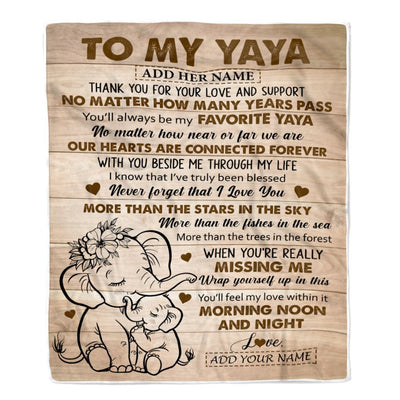 Personalized To My Yaya Gifts Blanket From Kids Grandkids Elephant My Favorite Yaya Birthday Gifts Mothers Day Christmas Custom Name Fleece Throw Blanket | siriusteestore