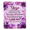 Personalized To My Yaya Gifts Blanket From Kids Grandkids Purple Floral Birthday Gifts For Yaya Mothers Day Thanksgiving Christmas Custom Fleece Blanket | siriusteestore