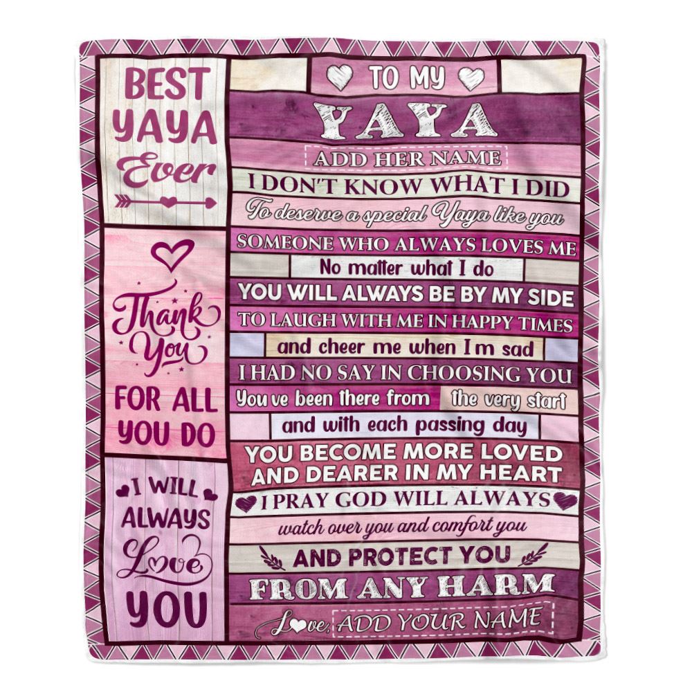 Personalized To My Yaya Gifts Blanket From Kids Wood Thank You For All Gifts For Yaya Mothers Day Birthday Christmas Thanksgiving Fleece Throw Blanket | siriusteestore