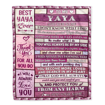 Personalized To My Yaya Gifts Blanket From Kids Wood Thank You For All Gifts For Yaya Mothers Day Birthday Christmas Thanksgiving Fleece Throw Blanket | siriusteestore