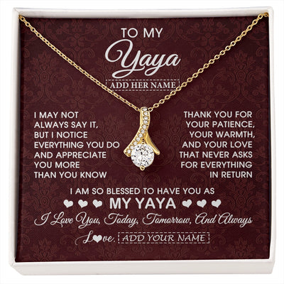 Alluring Beauty Necklace 18K Yellow Gold Finish | 1 | Personalized To My Yaya Gifts From Granddaughter Necklace Meaningful Jewelry Pendant Gifts For Yaya Mothers Day Birthday Christmas Custom Gift Box Message Card | https://siriusteestore.