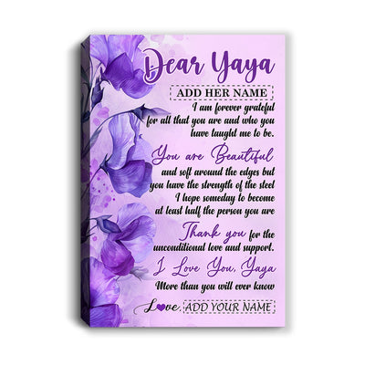 Personalized To My Yaya Gifts From Kids Canvas Flower You Are Beautiful Gifts For Yaya Mothers Day Birthday Christmas Thanksgiving Custom Wall Art Print Framed Canvas | siriusteestore