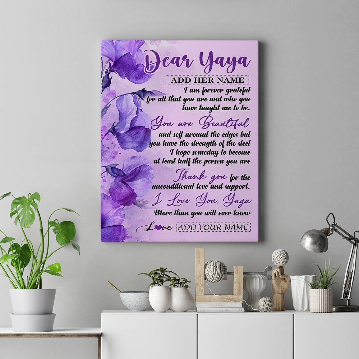 Personalized To My Yaya Gifts From Kids Canvas Flower You Are Beautiful Gifts For Yaya Mothers Day Birthday Christmas Thanksgiving Custom Wall Art Print Framed Canvas | siriusteestore