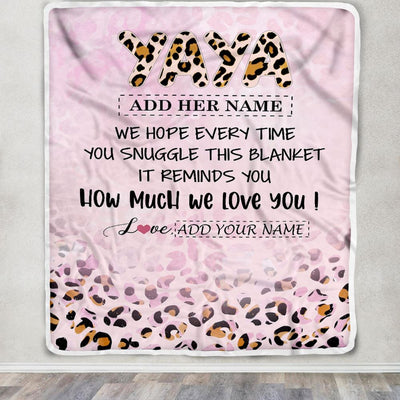 Personalized To My Yaya Gifts From Kids Grandkids Blanket Pink Leopard Happy Birthday Gifts For Yaya Mothers Day Christmas Customized Fleece Throw Blanket | siriusteestore